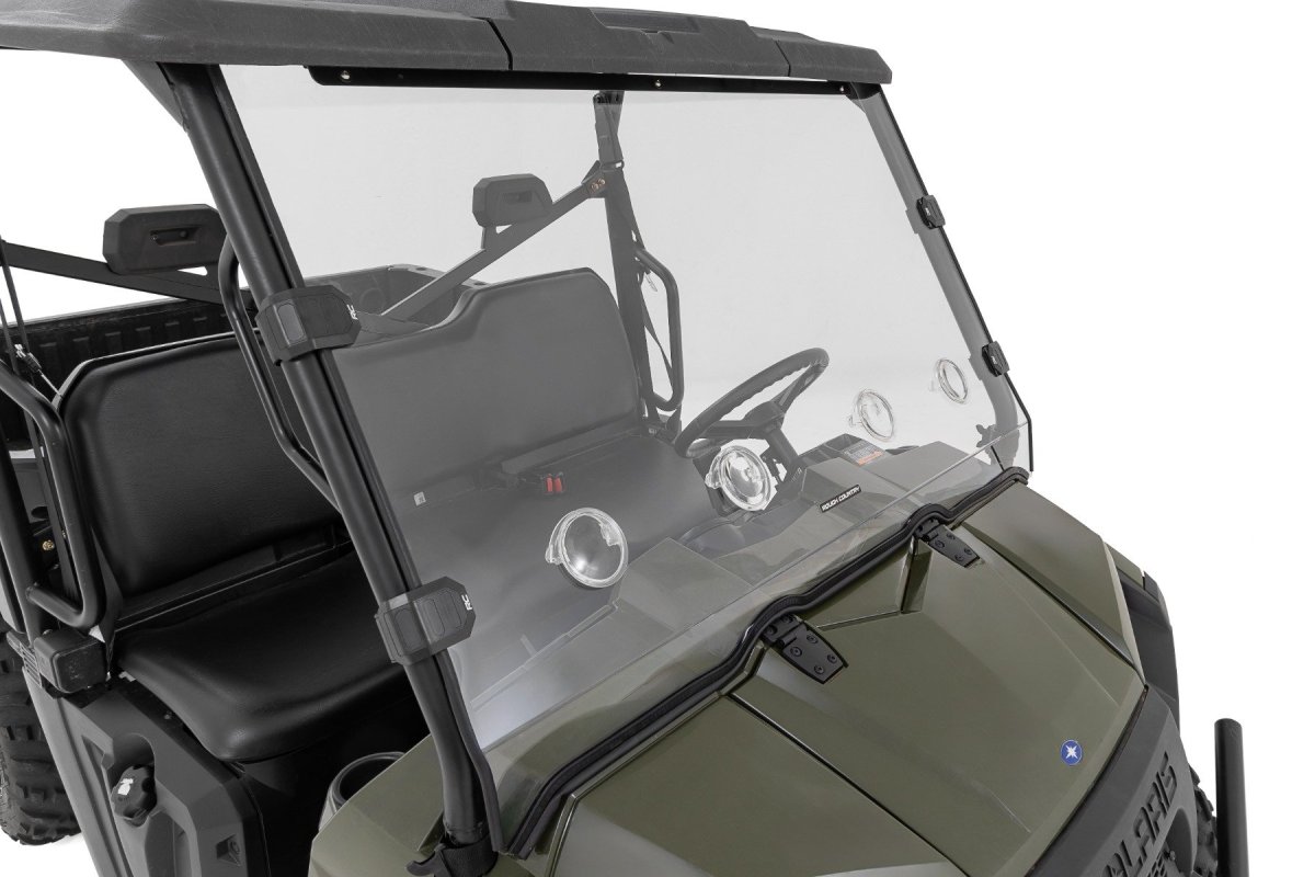 Polaris Ranger 570 Full Windshield - Front - Rough Country - Vented, Scratch-Resistant Polycarbonate (.25 in) with 4 Adjustable 360° Vents